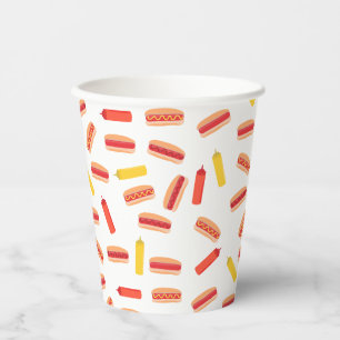 Hot Dog Fast Food GRILLEN Muster Pappbecher