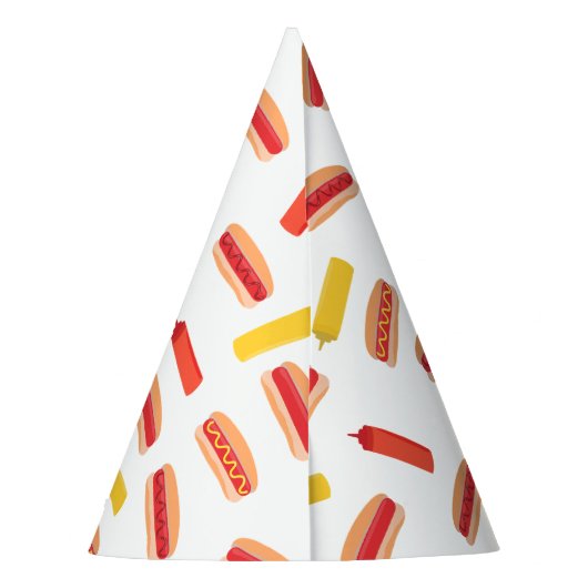Hot Dog Fast Food GRILLEN Muster Partyhütchen (Rückseite)