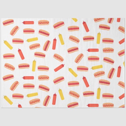 Hot Dog Fast Food GRILLEN Muster Seidenpapier (Vorderseite)