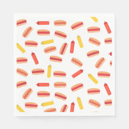 Hot Dog Fast Food GRILLEN Muster Serviette