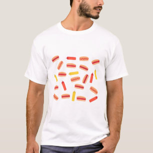 Hot Dog Fast Food GRILLEN Muster T-Shirt
