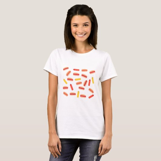 Hot Dog Fast Food GRILLEN Muster T-Shirt (Vorne ganz)