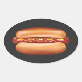 Hot Dog Fast Food Illustration Ovaler Aufkleber