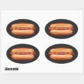 Hot Dog Fast Food Illustration Ovaler Aufkleber (Blatt)