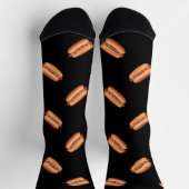 Hot Dog Fast Food Muster auf schwarzem Hintergrund Socken (Oben)