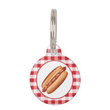 Hot Dog Fast Food Snack auf Red Gingham