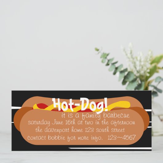 Hot Dog! Feier Einladung (Stehend Vorderseite)