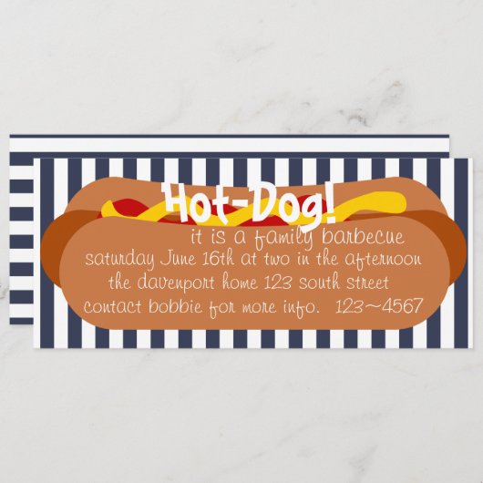 Hot Dog! Feier Einladung (Vorne/Hinten)