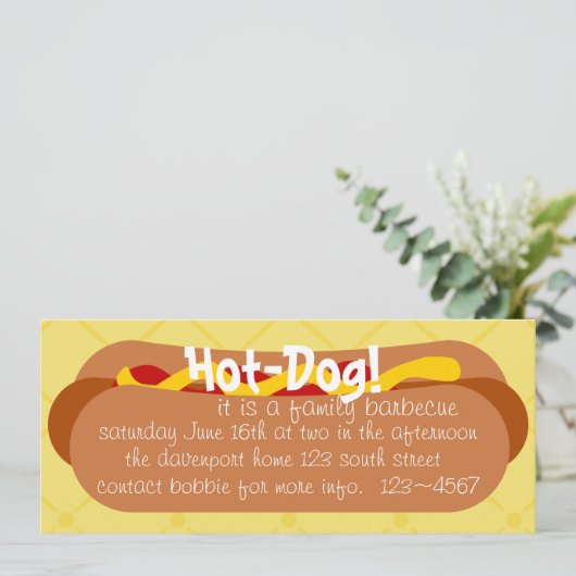 Hot Dog! Feier Einladung (Stehend Vorderseite)