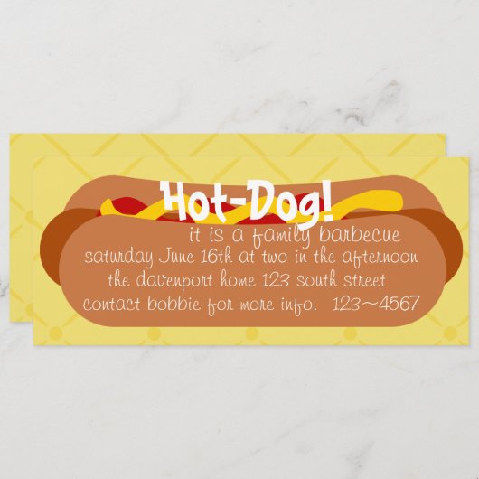 Hot Dog! Feier Einladung (Vorne/Hinten)