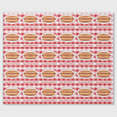 Hot Dog Food auf Red Gingham und benutzerdefiniert Geschenkpapier (Flach)