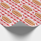 Hot Dog Food auf Red Gingham und benutzerdefiniert Geschenkpapier (Ecke)