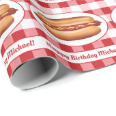 Hot Dog Food auf Red Gingham und benutzerdefiniert Geschenkpapier (Rolleneckpunkt)