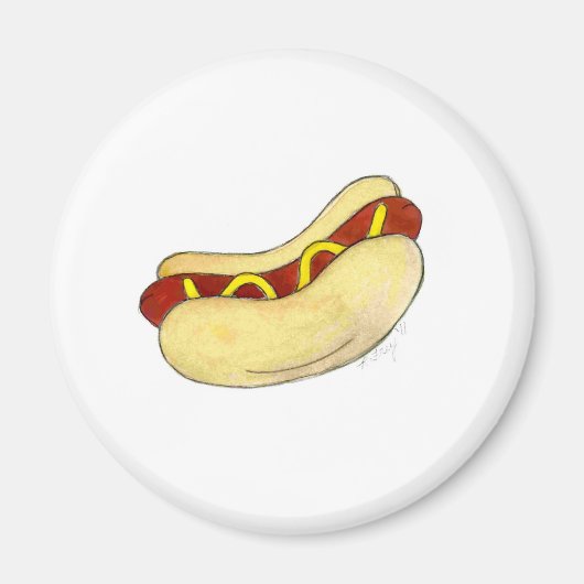 Hot Dog Frankfurter Hotdog Mustard Bun Fast Food Magnet (Vorne)