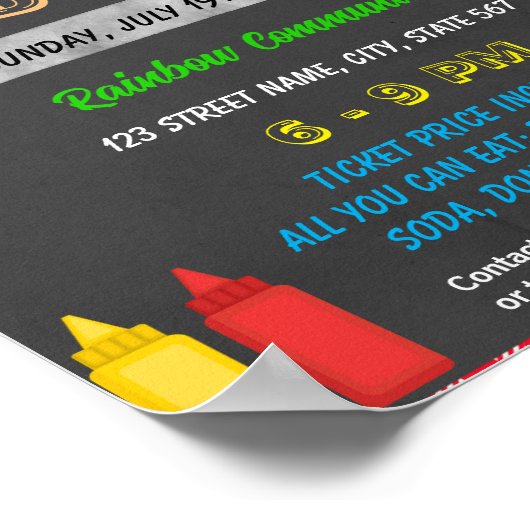 Hot Dog Fundraiser-Ereignisvorlage Poster (Ecke)