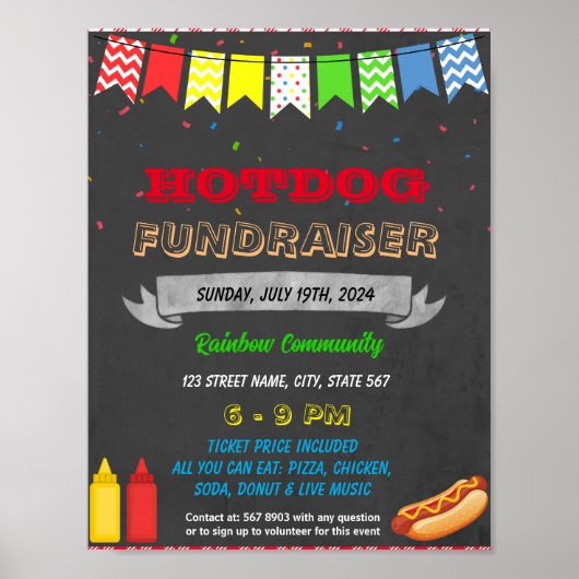 Hot Dog Fundraiser-Ereignisvorlage Poster (Vorne)