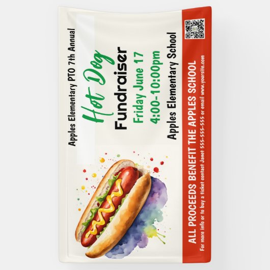 Hot Dog Fundraiser PTO PTA Church Banner (Vertikal)