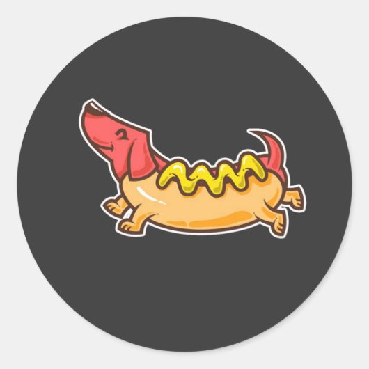 Hot Dog Funny Dog Runder Aufkleber (Vorderseite)
