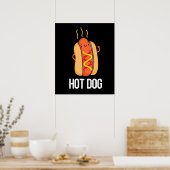 Hot Dog Funny Hot Dog Food Pub Dark BG Poster (Küche)