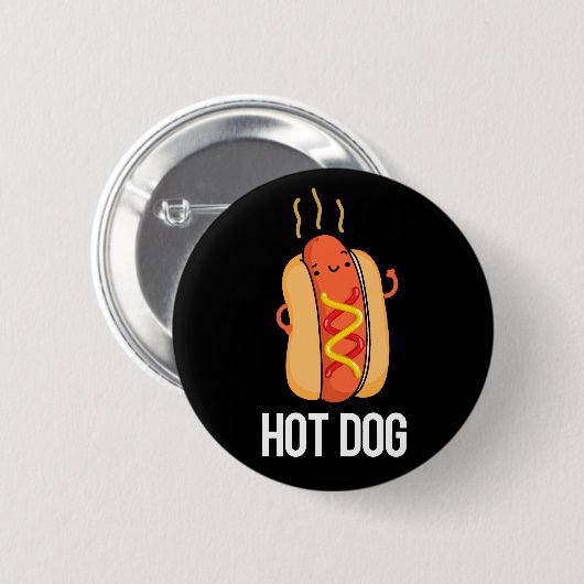 Hot Dog Funny Snack Pub Dark BG Button (Vorne & Hinten)