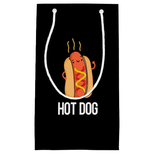Hot Dog Funny Snack Pub Dark BG Kleine Geschenktüte (Vorderseite)