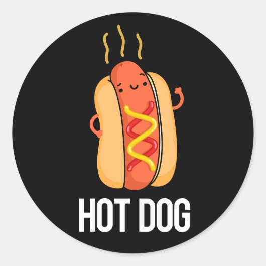 Hot Dog Funny Snack Pub Dark BG Runder Aufkleber (Vorderseite)