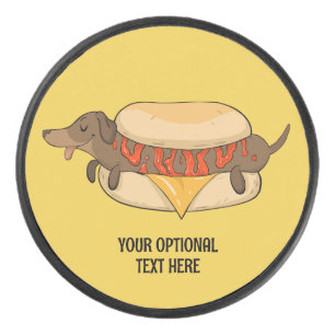 Hot Dog für benutzerdefinierten Text Eishockey Puck