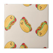 Hot Dog Futter-Charakter in Rosa Fliese (Vorderseite)