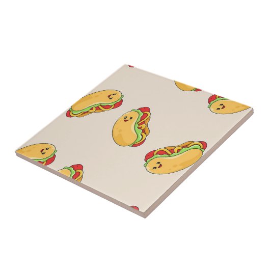 Hot Dog Futter-Charakter in Rosa Fliese (Seite)