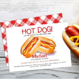 Hot Dog Geburtstagsparty Einladung - Kinder Garten