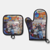 Hot Dog God Ofenhandschuh & Topflappen-Set (Vorderseite)
