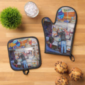 Hot Dog God Ofenhandschuh & Topflappen-Set (Oben Unten)