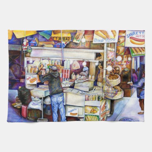 Hot Dog Gott, New York City Handtuch (Horizontal)