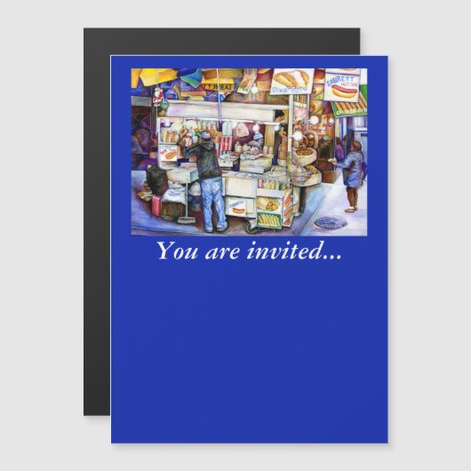 Hot Dog Gott, New York City Magneteinladung (Vorne/Hinten)