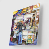 Hot Dog Gott, New York Quadratische Wanduhr (Winkel)