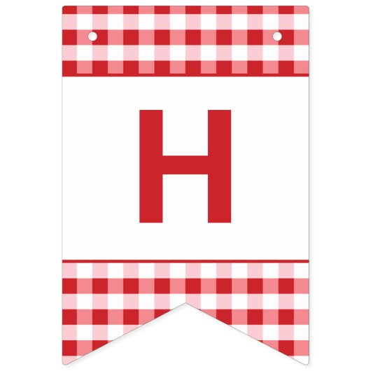 Hot Dog Grill Food auf Red Gingham Happy Birthday Wimpelkette (Zweite Fahne)