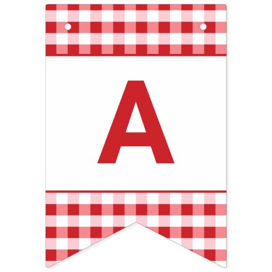 Hot Dog Grill Food auf Red Gingham Happy Birthday Wimpelkette (Dritte Fahne)