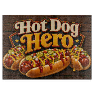 Hot Dog Hero Glas Schneidbrett Lustiges Grill-Th Schneidebrett