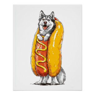 Hot Dog Husky � Lustiges Essen Kostüm Poster