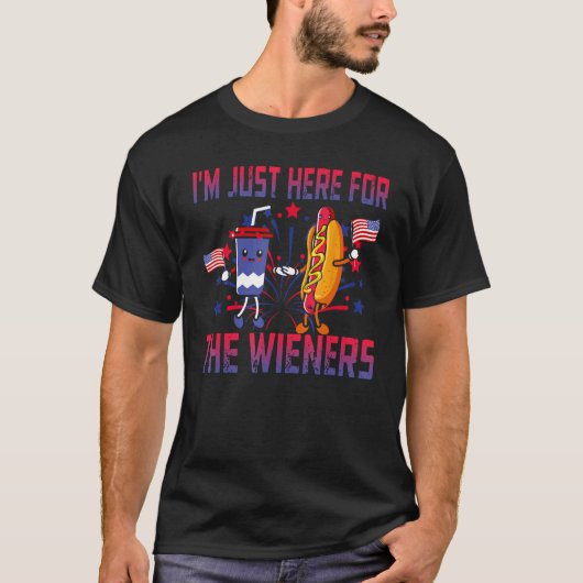 Hot Dog I m Just Here For The Wieners Sausage 4th  T-Shirt (Vorderseite)