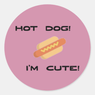 Hot Dog Ich bin Niedlich Runder Aufkleber