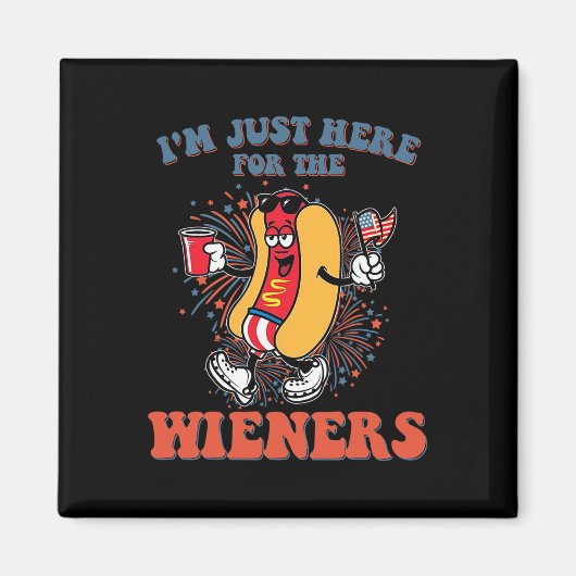 Hot Dog Ich bin nur hier für die Dackeln 4. Juli Magnet (Vorne)
