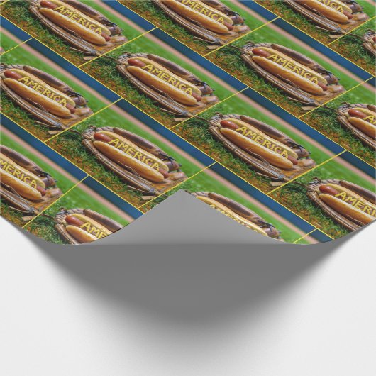 Hot Dog in Baseball Handschuh Geschenkpapier (Ecke)