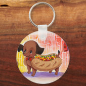 Hot Dog in der City Kitschy Niedlich Schlüsselanhänger (Vorderseite)