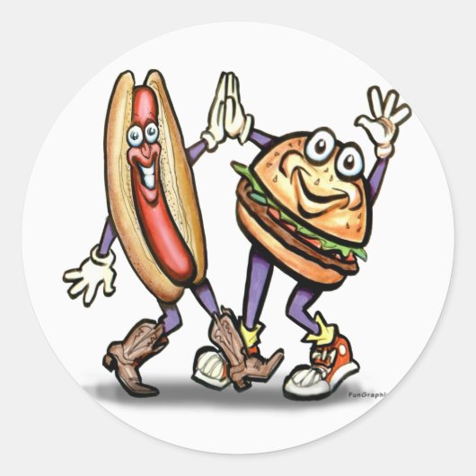 Hot Dog in Hamburger Runder Aufkleber (Vorderseite)