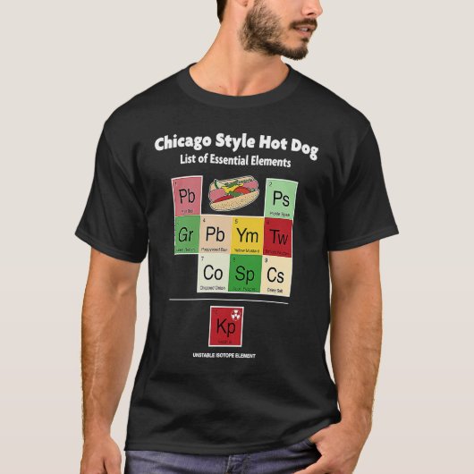 Hot Dog List of Essential Elements m T-Shirt (Vorderseite)