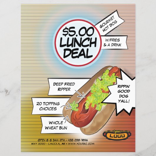 Hot-Dog-Lunch-Angebot Flyer (Vorne)