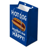 Hot Dog macht mich glücklichen Hot Dog Mittlere Geschenktüte (Vorderseite Schrägansicht)