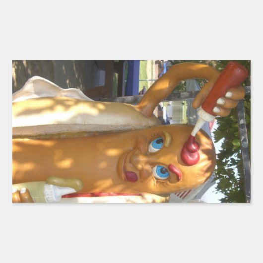 Hot Dog Man Statue Rechteckiger Aufkleber (Vorderseite)