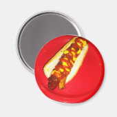 Hot Dog mit Ketchup und Senf Magnet (Vorderseite/Rückseite)
